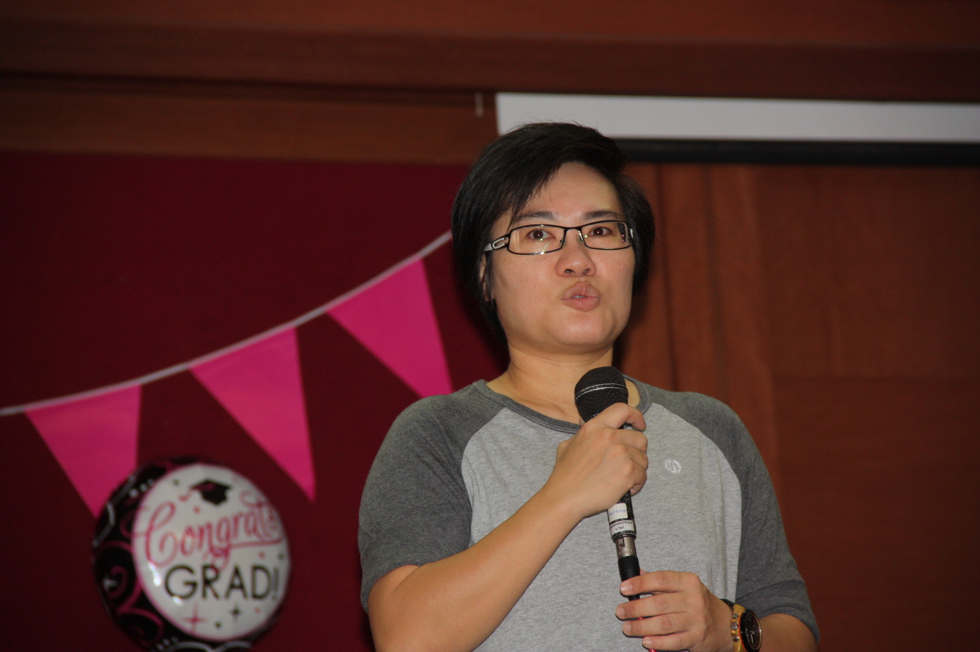 Our teacher adviser, Miss Quah Yee Hooi giving a speech.